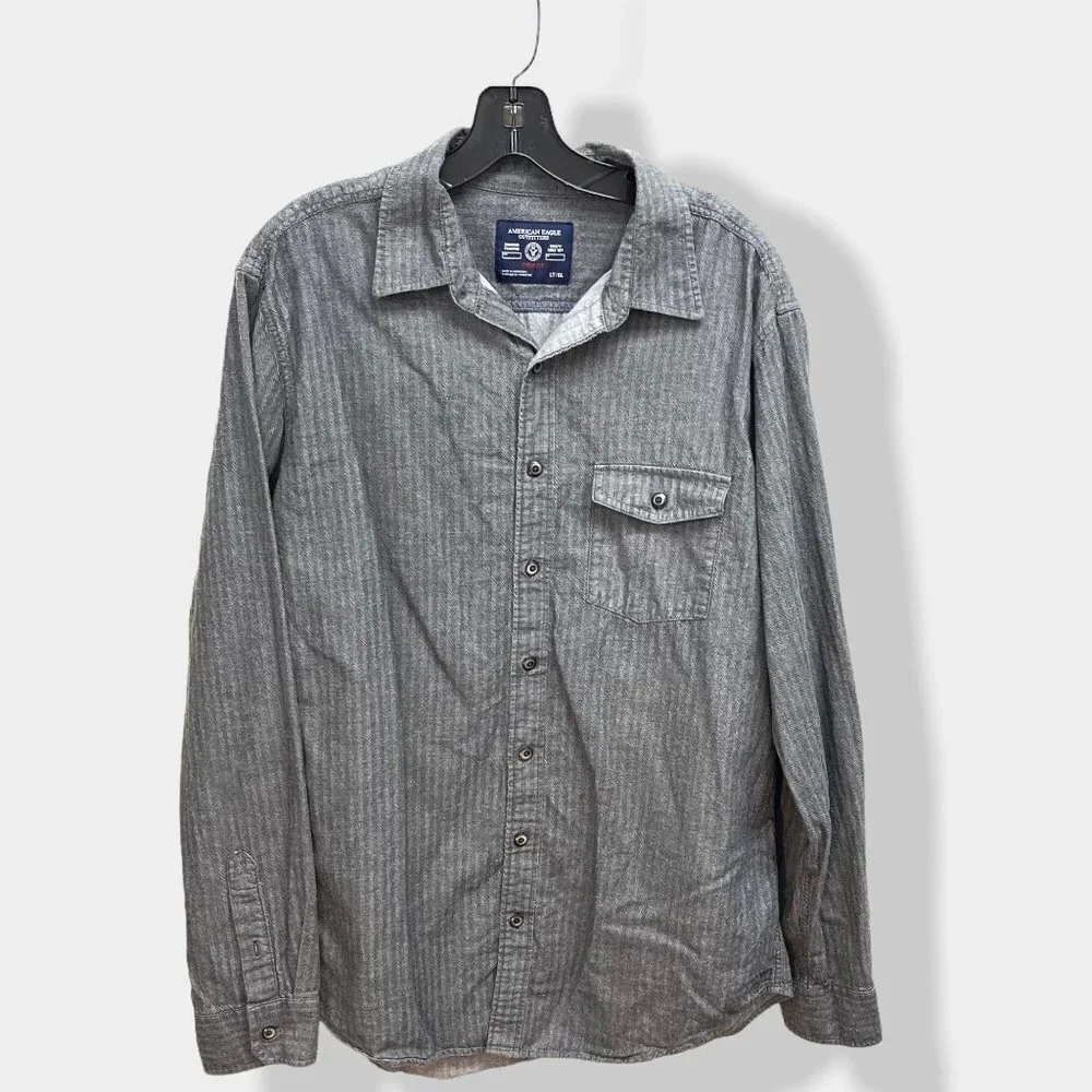 AMERICAN Eagle Men's Grey Button Down Shirt